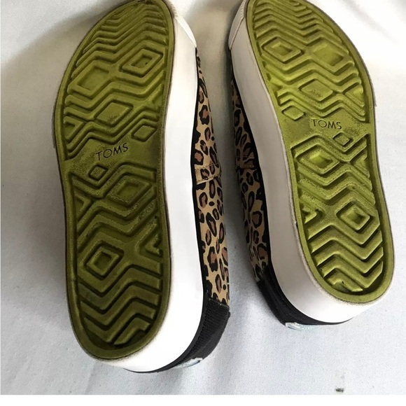 Toms Platform Slip On Sneakers Black/ Brown Cheetah Leopard Print women 8.5 - Picture 7 of 11